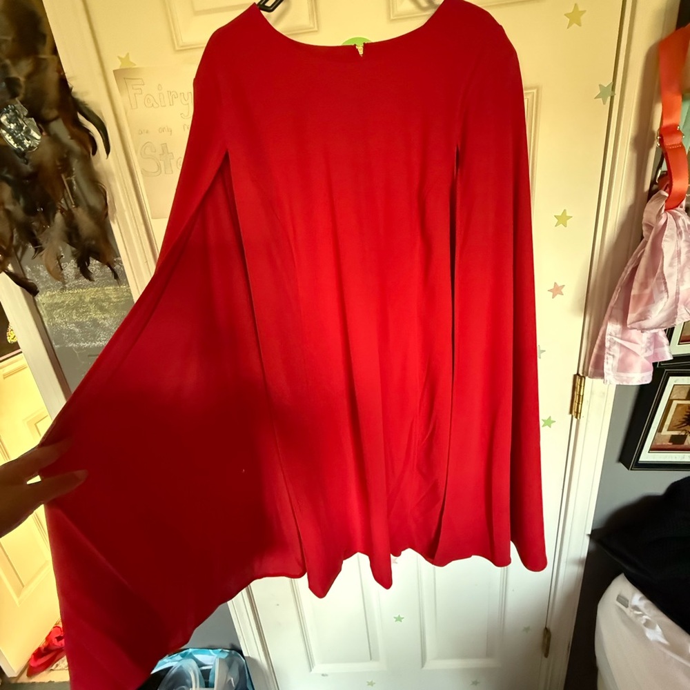 Calvin Klein Vibrant Red Cape Dress